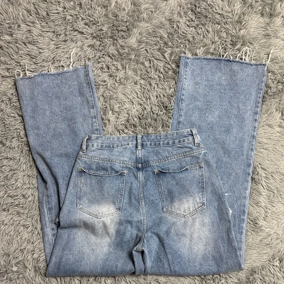 Distressed Light Blue Wide Leg - Picture 4 of 16